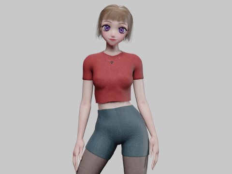 Basic anime girl V32633 3D-Modell