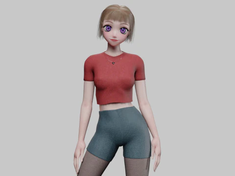 Menina anime b&aacute;sica V32633 Modelo 3D