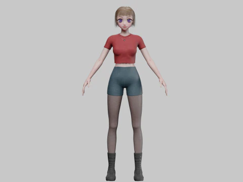 Basic anime girl V32633 3D Model