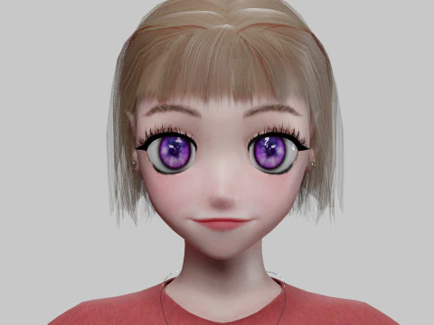 Basic anime girl V32633 3D Model
