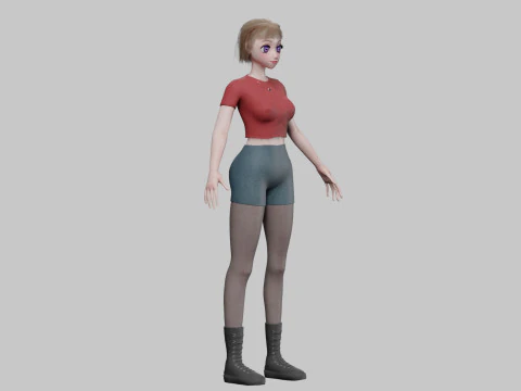Basic anime girl V32633 3D Model
