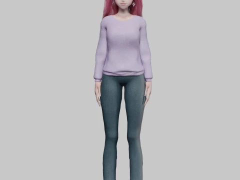Basic Beautiful girl V35652 3D Model