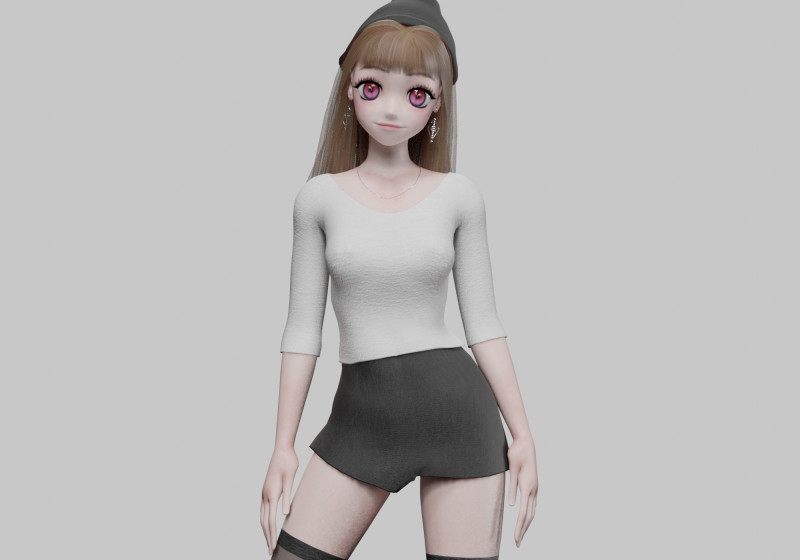 Beautiful anime girl V36210 Modelo 3D .c4d .max .obj .3ds .fbx .stl .blend 