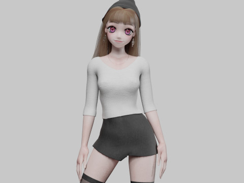 Beautiful anime girl V36210 3D 모델
