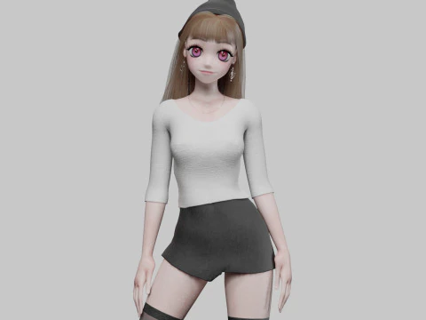Beautiful anime girl V36210 3D Model