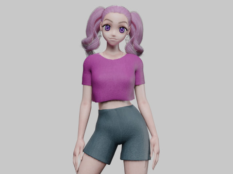 Beautiful Basic girl V32458 3D 모델