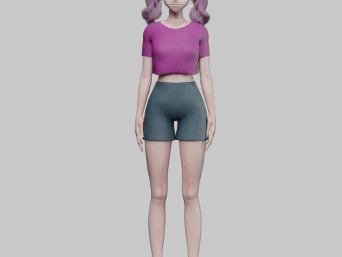 Beautiful Basic girl V32458 3D 模型