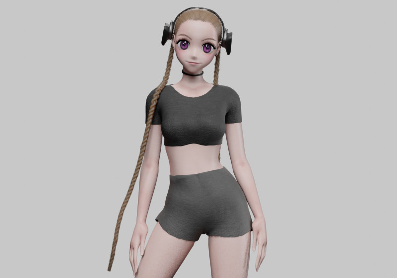 Cartoon anime girl V40225 3D Model .c4d .max .obj .3ds .fbx .stl .blend 