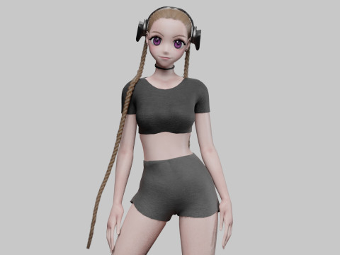 Cartoon anime girl V40225 3D Model