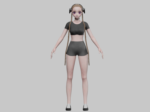 Cartoon anime girl V40225 3D Model