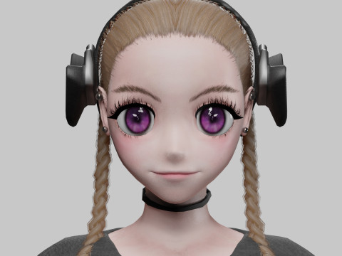 Cartoon anime girl V40225 3D Model