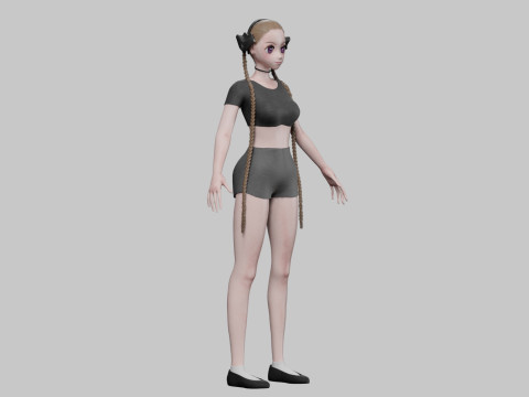 Cartoon anime girl V40225 3D Model