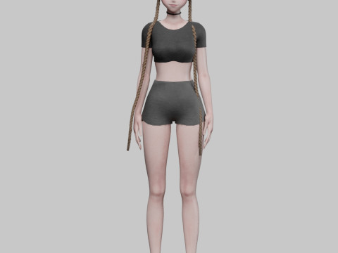 Cartoon anime girl V40225 3D Model