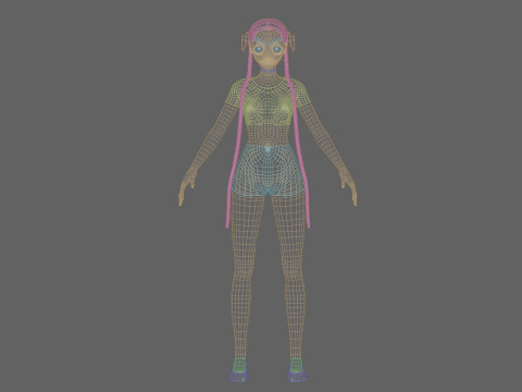 Cartoon anime girl V40225 3D Model