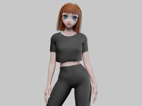 Karikat&uuml;r sevimli kız V31567 3D Model