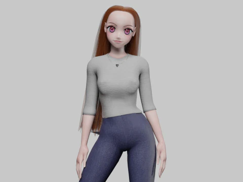 Classic anime girl V29361 3D Model