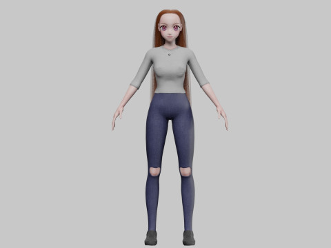 Classic anime girl V29361 3D Model