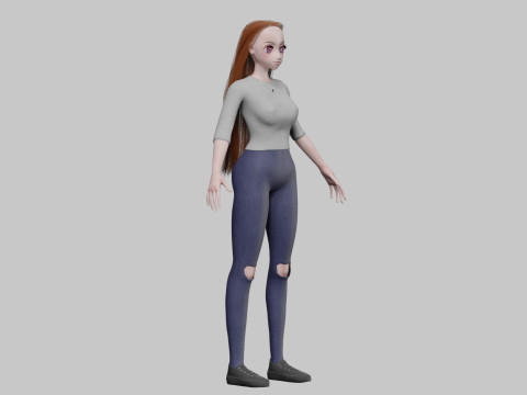 Classic anime girl V29361 3D Model