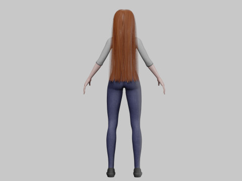 Classic anime girl V29361 3D Model