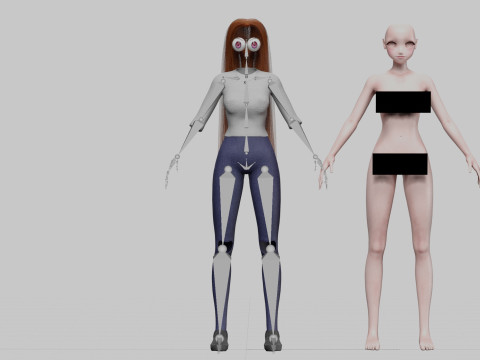 Classic anime girl V29361 3D Model