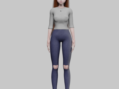 Classic anime girl V29361 3D Model