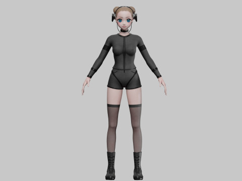 Classic cute girl V29343 3D 模型