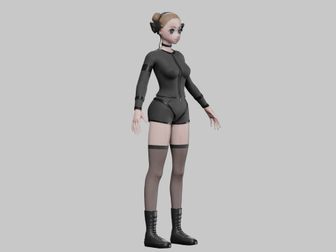 Classic cute girl V29343 3D 模型