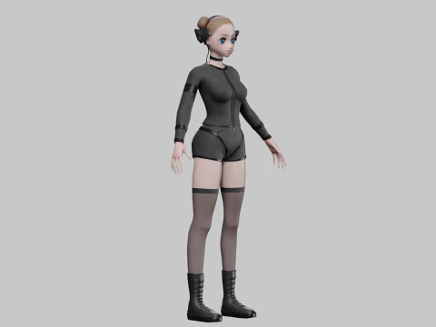 Classic cute girl V29343 3D Model