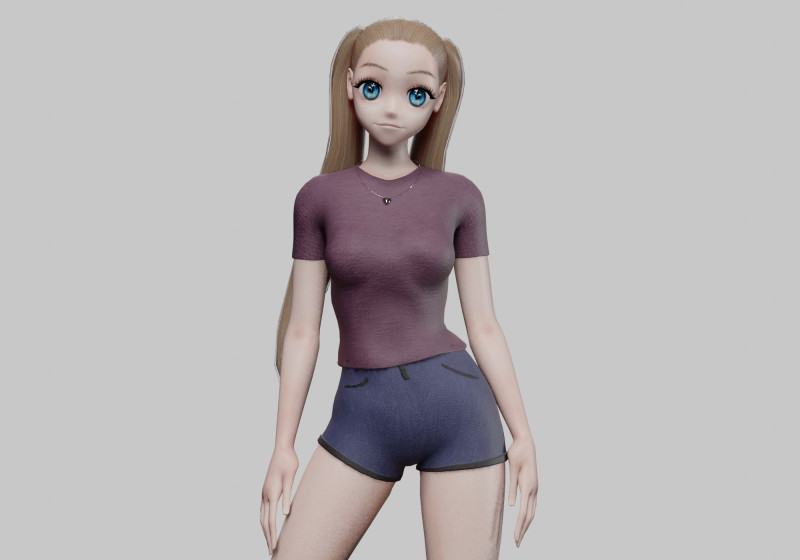 Cool anime girl V21806 Modelo 3D .c4d .max .obj .3ds .fbx .stl .blend