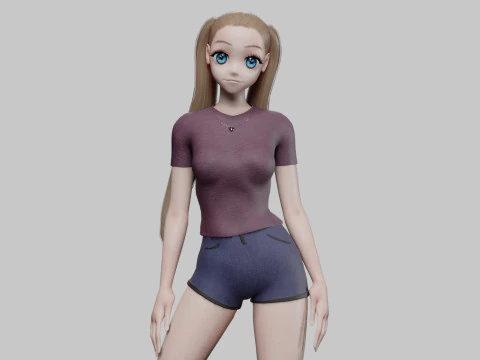 Garota legal de anime V21806 Modelo 3D