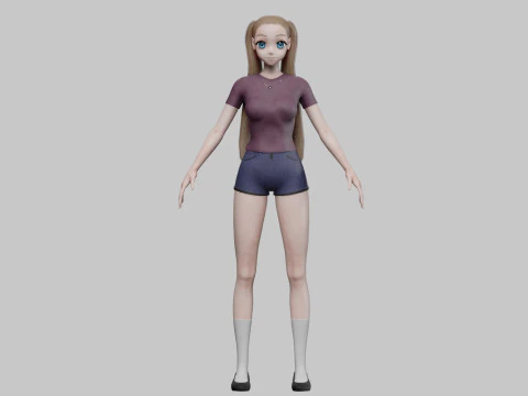 Cool anime girl V21806 3D Model