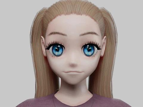 Cool anime girl V21806 3D Model