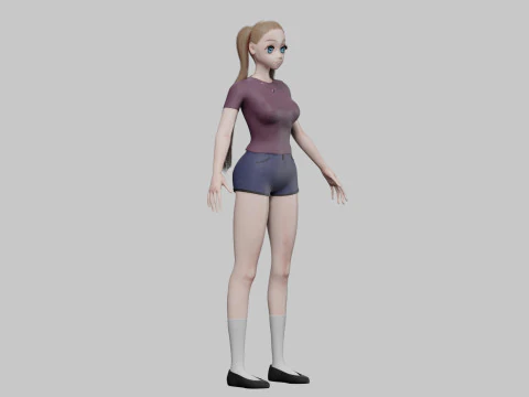 Cool anime girl V21806 3D Model