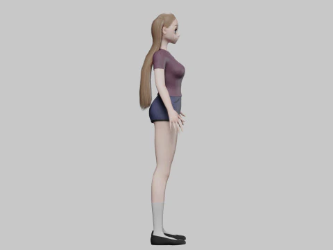 Cool anime girl V21806 3D Model