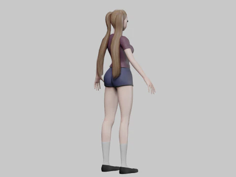 Cool anime girl V21806 3D Model
