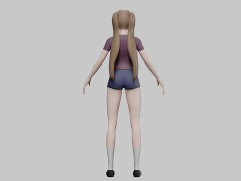 Cool anime girl V21806 3D Model
