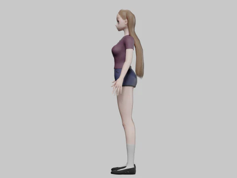 Cool anime girl V21806 3D Model