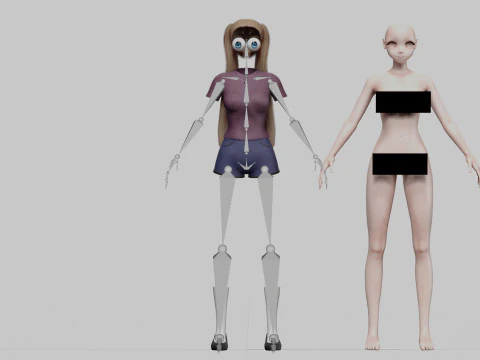 Cool anime girl V21806 3D Model