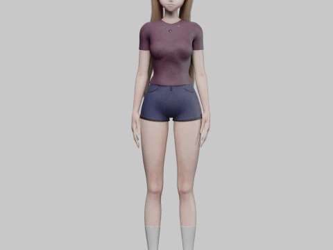 Cool anime girl V21806 3D Model