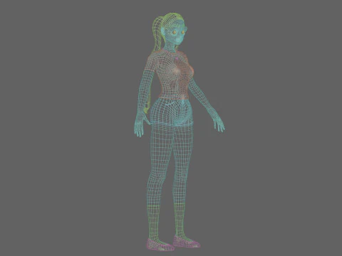 Cool anime girl V21806 3D Model