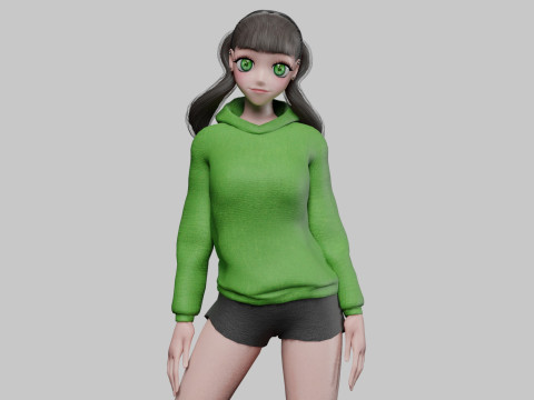 Cool Basic girl V28060 3D Model