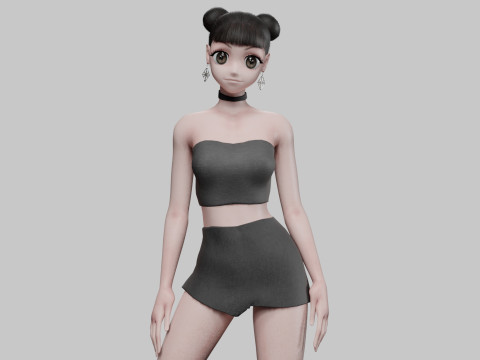 Cool cute girl V24571 Model 3D