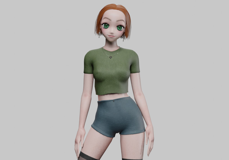 Cute anime girl V29315 3D Model .c4d .max .obj .3ds .fbx .stl .blend