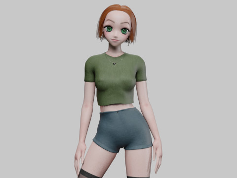 Cute anime girl V29315 3D Model