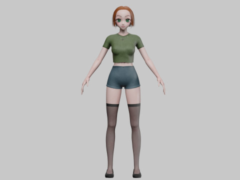 Cute anime girl V29315 3D Model