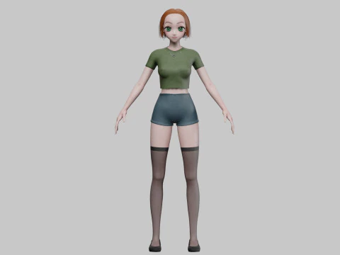 Cute anime girl V29315 3D Model