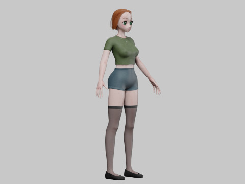 Cute anime girl V29315 3D Model