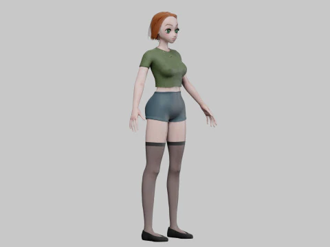 Cute anime girl V29315 3D Model