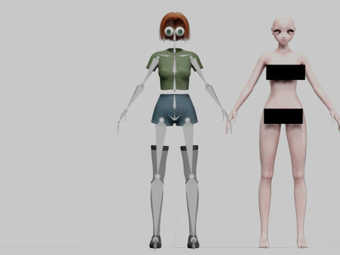 Cute anime girl V29315 3D Model