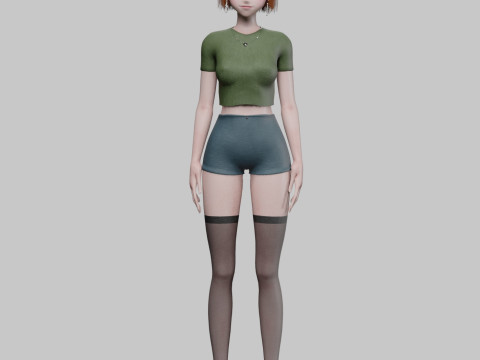 Cute anime girl V29315 3D Model
